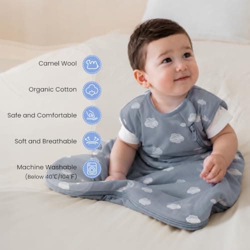 Kaiya Unisex Baby Sleeping Bag, 1.0 TOG, Organic Cotton Sleeveless Onesie Sleeping Bag, Wearable Baby Blanket. - Thumbnail 2