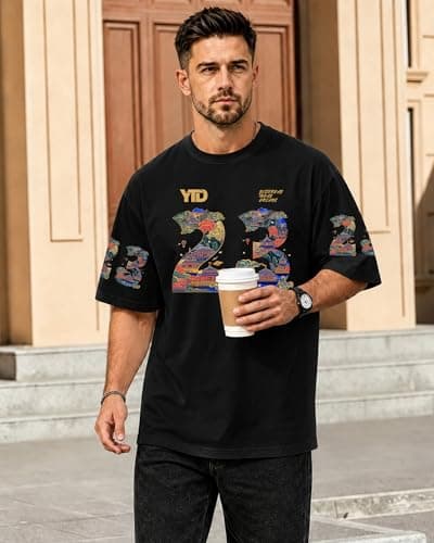 YTD 23 Graphic T-Shirts for Men Women, Relaxed Fit Cotton Crewneck Short Sleeve Casual Fashion Tee - Thumbnail 6