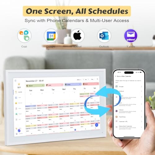 COMIX 15.6" Smart Digital Wall Calendar - WiFi Family Organizer with Sync Google/Outlook/Apple Calendar, Touchscreen Meal Planner & Chore Chart, Digital Photo Frame for Home & Office - Thumbnail 3