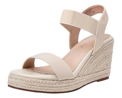 Jeossy Women's Espadrille Wedge Nude Sandals Comfortable Platform 3.5 Inch Wedges Heel with Arch Support, Summer 8801 Sandals for Beach, Wedding, Casual & Dressy Wear, Size 7.5(DJY8801 Nude 07.5) - Image 1