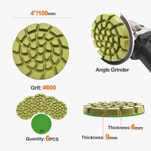Diamond Concrete Polishing Pads - BRSCHNITT 6pcs 4 inch Grit#800 Resin Bond Renew Pads Beton Floor Renew Reparing Disk - Thumbnail 2