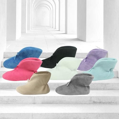 Forfoot Slipper Boots, Women's Winter House Slippers Cold Weather Soft Cozy Indoor Home Casual Ankle Purple Slipper Booties Fluffy Bedroom Boots US 9.5 - Thumbnail 6