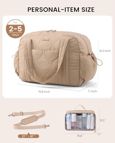 LOVEVOOK Duffle Bag for Travel, Puffer Weekender Gym Bags for Women with Wet Pocket, Lightweight Carry On Bag Overnight Bag with Toiletry Bag, Hospital Bags for Labor - Thumbnail 6