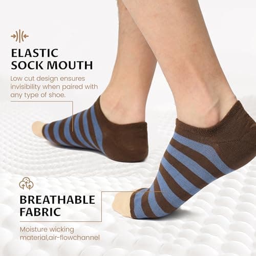 Sunew Business Casual No Show Socks Women Men Low Cut Invisible Liner Socks for Dress Shoes Stripe Large - Thumbnail 4