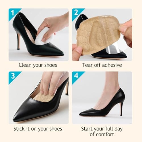 Niifawh Ball of Foot Cushions 2 Pairs, Metatarsal Pads for Women, Heel Cushion Inserts, No Slip Heel Grips Liners Pads and 4 ct Gel Blister Bandages Pads for Reduce Heel, Toe & Foot Pain - Thumbnail 5