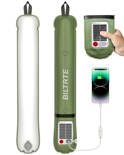 24" Inflatable Solar Camping Lantern,Magnetic LED Tube Light with USB-C 2000mAh Phone Charger,IP66 Waterproof TPU Tent Light for Hurricane Emergency,Backpacking & Off-Grid Survival (Green) - Image 1