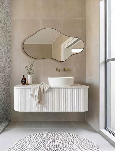 potijo Irregular Wall Mirror 20×36 Inch Wall Mirrors Decorative Black Modern Asymmetrical Abstract Mirror for Bathroom Bedroom Living Room Entryway Hallway - Thumbnail 6