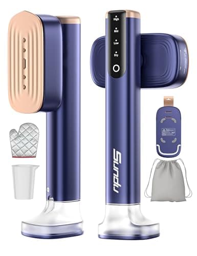 Travel Steamer for Clothes with 180 ml Water Tanks,15s Fast Heat-up,24 g/min Strong Steam Performance, Portable Garment Steamer with Touch Control, LED Display, Steam Iron(Blue Gold) - Image 1