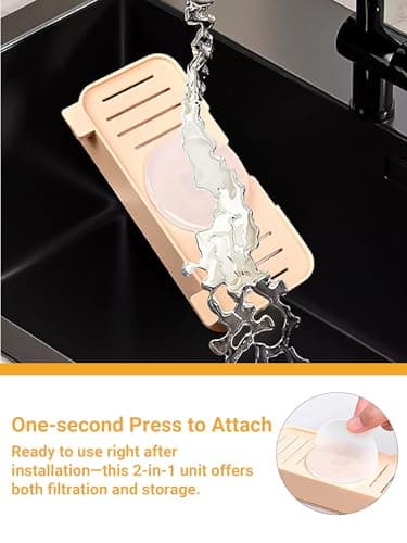 Kitchen Sink Drain Strainer Suction Cup Foldable Food Catcher with 50 Disposable Filter Bags Hanging Corner Organizer for Home Kitchen No-Tool Installation - Thumbnail 3