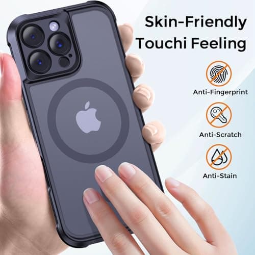 Thomo Magnetic for iPhone 16 Pro Case, [Full Camera Protection] [Compatible with Magsafe] Military-Grade Shockproof, Anti-Fingerprint Translucent Matte Phone Case,Black - Thumbnail 6