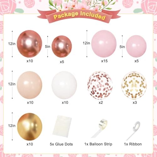 Happy Mother's Day Decorations, Rose Gold Pink Peach White Gold Foil Confetti Balloons Gold Butterfly Fringe Curtains for Mother's Day Party Decorations - Thumbnail 2