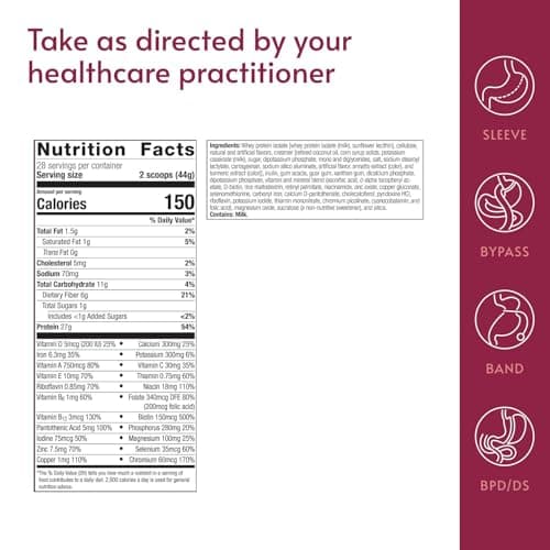 Bariatric Advantage High Protein Meal Replacement Drink Mix - Protein Powder Whey Isolate for Gastric Bypass & Sleeve Gastrectomy Patients - 28 Servings with 27 g Protein - Iced Latte - 44.44 oz - Thumbnail 2