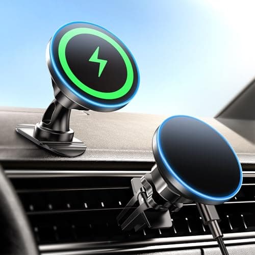BHHB for iPhone 17 Magsafe Car Mount Charger, [2026 New] 15W 2in1 Magnetic Wireless Car Charger, fits for Magsafe Car Charger, Vent/Dashboard Phone Holder Mount for iPhone 17 16 15 14 13 12 Series - Image 1