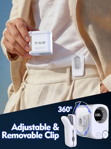 Transparent Mecha-style Wearable Waist Fan: USB-C Rechargeable 0-100 Wind Control, RGB Lighting, Detachable Belt Clip, 360° Rotation, for Shirt, Belt, Umbrella Handle, Handheld Use, 3-12 Hours - Thumbnail 4