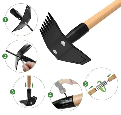 Weed Puller Tool with Long Bamboo Handle, 2 in 1 Garden Hoe&Manual Weed Remover, Weed Rake&Grabber, Gardenia Heavy Duty Uprooting Tool for Yard, Lawn and Garden, 49Inch ﻿ - Thumbnail 6