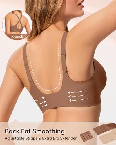 LetsJoli Wireless Bras for Women Jelly Seamless Push Up Support Bras for Older Women Lift No Underwire(Brown XL) - Thumbnail 4