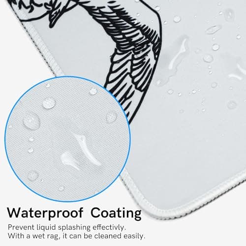 Large Gaming Mouse Pad for Desk,Kanagawa XXL Mouse Pad 35.4x15.7 Inch,Waterproof Desk Pad,Non-Slip Rubber Base Mice Pad,Keyboard Pad Computer Mat,White Mouse pad - Thumbnail 4