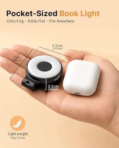EastPin Reading Lights for Books in Bed:18 LED Rechargeable Clip-on Book Light with Timer & Memory Eye Caring 3 Color Temperature Stepless Dimming Portable Travel Gifts for Men Kids Book Lovers - Thumbnail 5