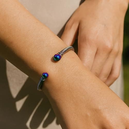 Stainless Steel Twisted Cable Wire Bracelets for Women Men (C-Rainbow) - Thumbnail 2