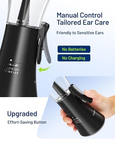 Upgraded Manual Ear Wax Removal Kit, 2-in-1 Water Tank Ear Irrigation Flushing System - Ergonomic Effort-Saving Button, One-Hand Operation, Soft Silicone Tips, Safe & Comfortable for Home Use - Thumbnail 5
