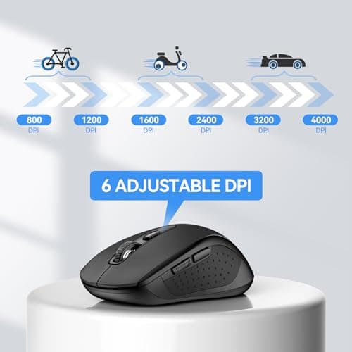 TECKNET Bluetooth Mouse, 4000DPI Wireless Mice for Laptop 2-in-1(BT 5.0/3.0+2.4Ghz) Computer Portable PC Mouse Wireless with USB Receiver for Mac (USB-A+Bluetooth, Black) - Thumbnail 3