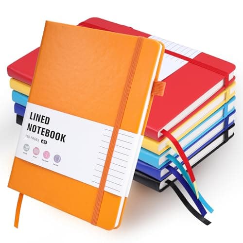 Thboxes 6 Pack Hardcover Journaling Notebooks, 5.6" x 8.2" A5 Multicolor Ruled Notebooks with Pen Holder, Lined Journals for Women Man Office Supplies Note-Taking, Work, School - Image 1