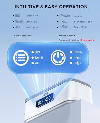 SUNPOW Ultrasonic Jewelry Cleaner Machine– Dual Chambers for Contact Lenses & Jewelry, 45kHz Sonic Cleaner for Silver & Gold, Rings, Earrings, Glasses, Watches, Necklaces – Quiet 45dB, Deep Cleaning - Thumbnail 5