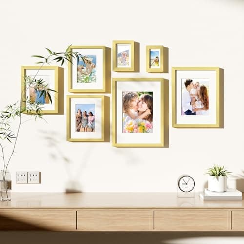 decorUhome 8x10 Picture Frame Set of 10, Display Photos 5x7 with Mat or 8x10 Unmatted for Picture Frames Collage Wall Decor, Gold - Thumbnail 5