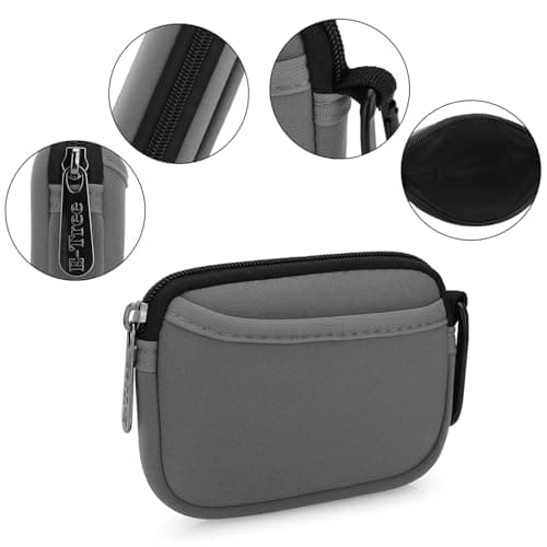 E-Tree Mini Neoprene Pouch Case for Phone Charger Airpods Cables Earphones MagSafe Power Adapter Keys Keychain Small Accessories Storage Organizer Tech Bag, Coin Purse Wallet, Zipper Pocket (Grey) - Thumbnail 4