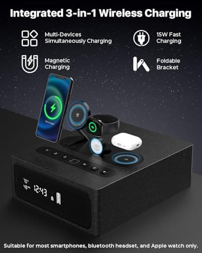 Biometric Smart Gun Safe with Wireless Charging, 3-in-1 Quick-Access Handgun Safe with Fingerprint & Backlit Keypad, Bedside Drawer Security Safe with Security Cable Hole & LED Light & Digital Display - Thumbnail 2