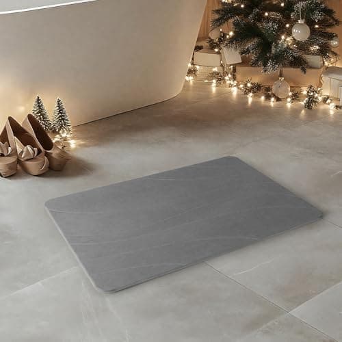 Robinuspc Stone Bath Mat, Quick Drying Bath Mat for Bathroom, Diatomaceous Earth Mat, Quick Dry Shower Mat, Fast Absorbent, Elegant Design, Easy to Clean - Grey 23.6×15.35 - Thumbnail 2