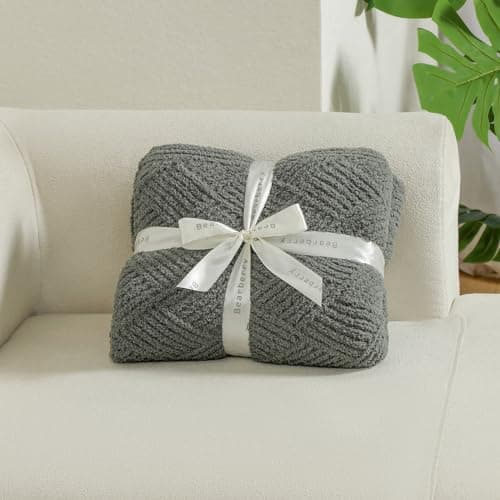 bearberry Super Soft & Fuzzy Minky Throw Blanket Lightweight All-Season - Diamond Stitch Plush Fleece for Couch, Bed, Sofa | Machine Washable Cozy Gift for Women, Men, Home (Grey, 50”x60”) - Thumbnail 5
