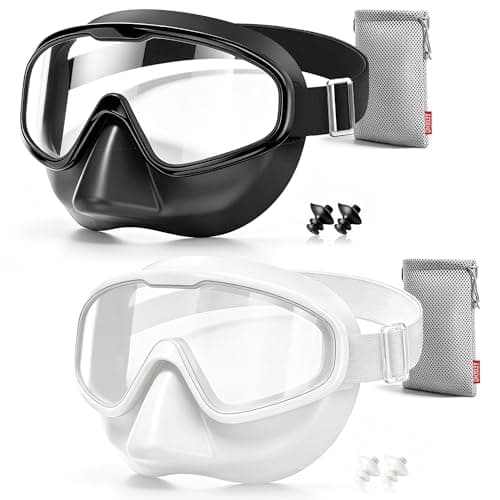 Aegend 2PCS Swim Goggles with Nose Cover,Adult Swimming Goggles with Fabric Strap,Wide View No Leaking Pool Goggles for Youth Adults - Image 1