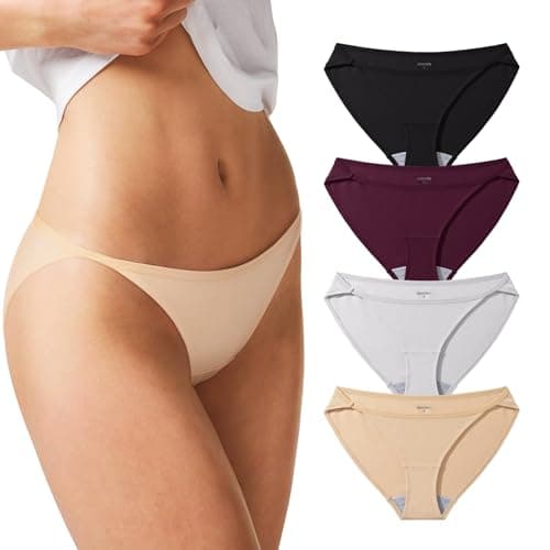 REORIA Sexy Cotton Underwear for Womens Cheeky High Cut Breathable String Bikini Panties Briefs 4 Pack - Image 1