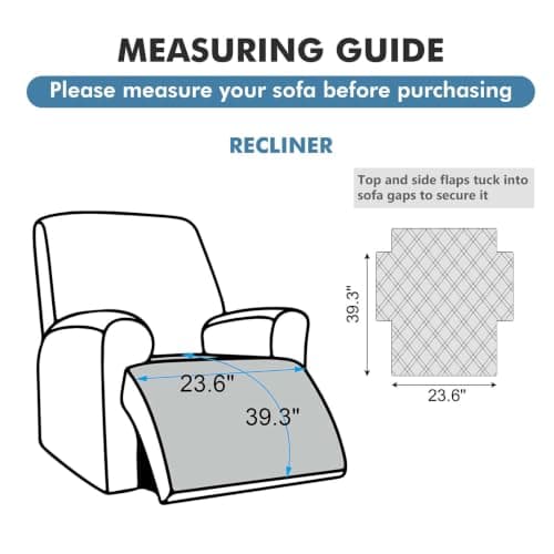 Genina 100% Waterproof Recliner Chair Covers, Anti-Slip Recliner Cover Dog Couch Cover Furniture Protector, Reclining Sofa Slipcover for Pets Dogs, 1 Piece (Dark Gray, Recliner) - Thumbnail 4