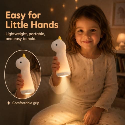 ShaArkMango Flashlight with Night Light for Kids Rechargeable LED Dimmable Night Light Toddler Bed Room Playing in Dark Handheld Emergency Flashlight for Camping Essential Hallway Walking Nighttime - Thumbnail 6