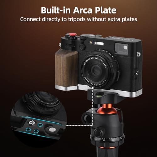 BRDRC Handle Grip for FUJIFILM X100VI / X100V, L-Shape Grip Mount with 1/4 Screw Adapter & Arca Quick Release Plate & Shutter Button for Fuji X100VI / X100V Camera Accessories (Silver) - Thumbnail 3