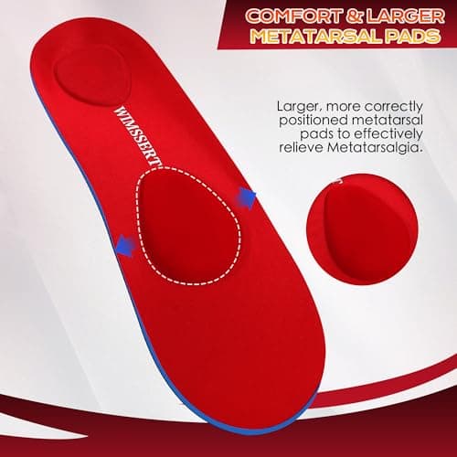 Metatarsalgia Insoles for Walk & Standing, Larger Metatarsal Pad for Ball of Foot Pain, Morton's Neuroma Relief, Comfort Orthotics Inserts with Heavy Duty High Arch Support & Heel Cushion, Men Women - Thumbnail 3