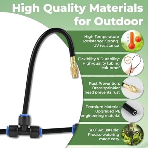 130FT Drip Irrigation System for Garden: 20 Nozzles 1/4" PE Tubing Automatic Watering Kit Adjustable Misting Sprinkler Mister Hose for Water Plants Tape Raised Beds Lawn Outdoor Yard Greenhouse 130FT - Thumbnail 4