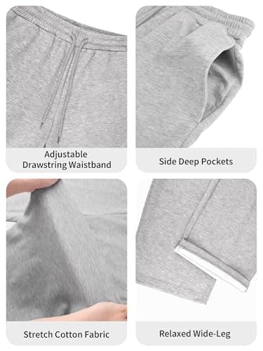 Comdecevis Baggy Sweatpants Men Open Bottom Casual Cotton Pants Unisex Mens Athletic Pants Pantalones De Hombre XXL(40) Light Gray - Thumbnail 6
