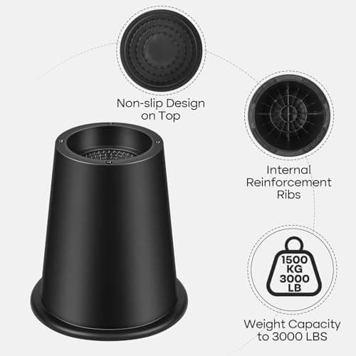 MCXYEM Bed Riser/Furniture Lift Bed/Bed risers/Furniture Lifter/Table risers/Frame Risers Create Under Bed Storage Heavy Duty for Furniture Height Adjustment Round Black (6 Pack, New 6 Inch) - Thumbnail 3