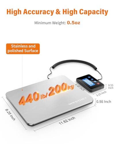 Shipping Scale 0.5oz-440lb High Accuracy Postal Digital Weight Luggage Scale for Packages Warehouse Home Small Business Pet Food Mail - Thumbnail 2