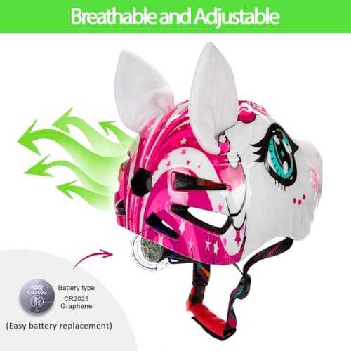 Unicorn Toddler and Kids Bike Helmet Adjustable and Multi-Sport for Child Boys and Girls.for Bicycle Skateboard Skating Scooter Helmet with Rear Light - Thumbnail 6