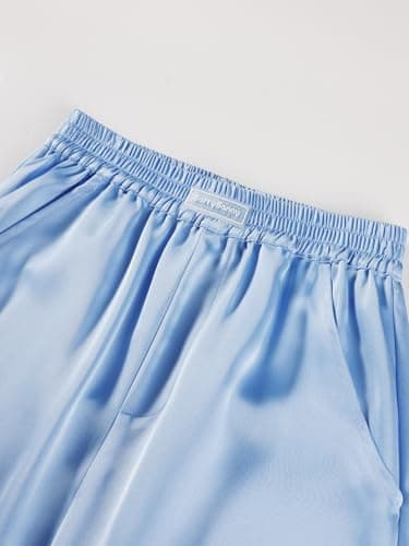 Barry Banny Girls Wide Leg Pants Satin Palazzo Pants for Girls Elastic Waist Flowy Summer Beach Vacation Pants for Kids 14-15Y - Thumbnail 5