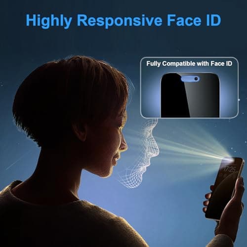 OneFish Screen Protector for iPhone 14 Pro Max Privacy, 4-Way 360° Anti-Spy Tempered Glass, 9H Hardness, HD Clear Anti-Fingerprint 3D Curved Edges, Case-Friendly & Easy Installation [2 Pack] - Thumbnail 6
