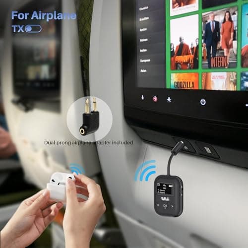 1Mii SafeFly Min+ Bluetooth Transmitter and Receiver,Bluetooth Adapter for Airplane, Supports to 2 AirPods/Headphones,Use with Any 3.5mm Jack on Airplanes, Gym, TVs, Car, Home, Boat(White) - Thumbnail 2