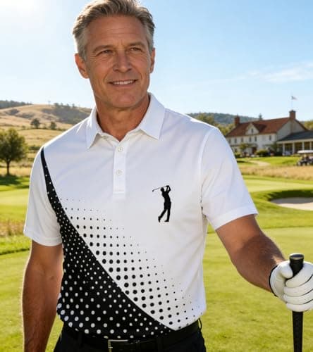 uideazone Mens Polo Shirts Short Sleeve Athletic Dry Fit Golf Shirt White Black Performance Golf Polos Classic Polo Jersey M - Thumbnail 3