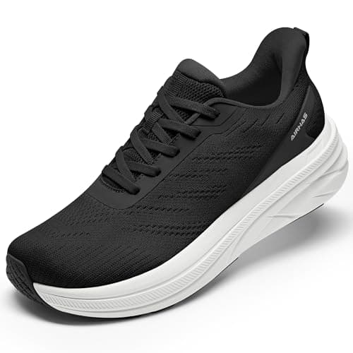 Womens Easy On Walking Shoes Lace Up Comfortable Tennis Shoes with Anatomic Toe Box for Women Breathable Running Sneakers (Black/White, 11.0) - Image 1