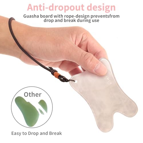 Lusomch Jade Gua Sha Massager Skin Care Set, 3 in 1 Pack, Pink Guasha Tool for Face and Body, Natural Jade Stone Beauty Products - Thumbnail 4