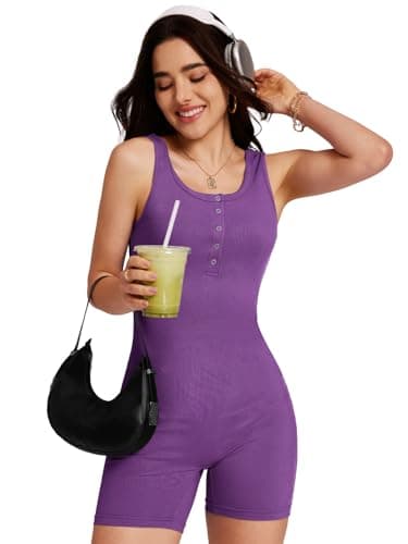VUTRU Womens Jumpsuits Shorts Rompers Workout One Piece Bodysuits Ribbed Yoga Summer Vacation Outfits 2026 - Thumbnail 4